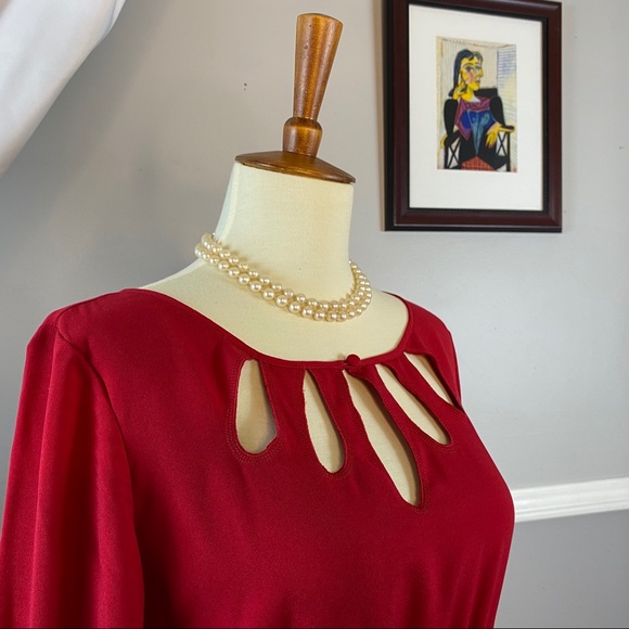 White House Black Market Red and Back Dress - Picture 2 of 6